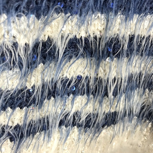 olivia m. Faux Fur Sequined Hi Low Sweater Stripe - Picture 5 of 8